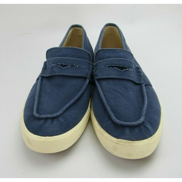 Johnnie O Mens Slip On Loafer Shoes 11.5 Blue White Canvas - Picture 2 of 6